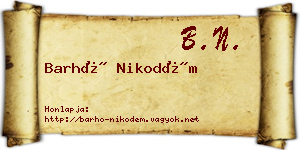 Barhó Nikodém névjegykártya